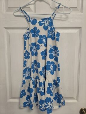 Blue & White Floral Top with Visible Tag